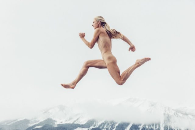 Emma Coburn poses in ESPN’s 2016 Body Issue