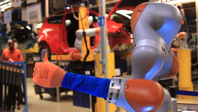 Collaborative Robots: Co-bots New collaborative robots, also known as co-bots, are first being used to help workers fit shock absorbers to Fiesta cars, a task that requires pinpoint accuracy, strength, and a high level of dexterity. Employees work hand-in-hand with the robots to ensure a perfect fit every time.