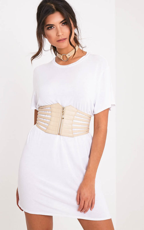 Kimie nude Zip Detail Corset Style Belt