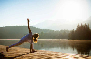 yoga by lake