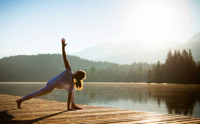 yoga by lake
