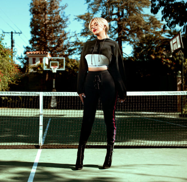 Anastasia Karanikolaou aka StassieBaby pretty little thing cropped details hoodie and lace up joggers