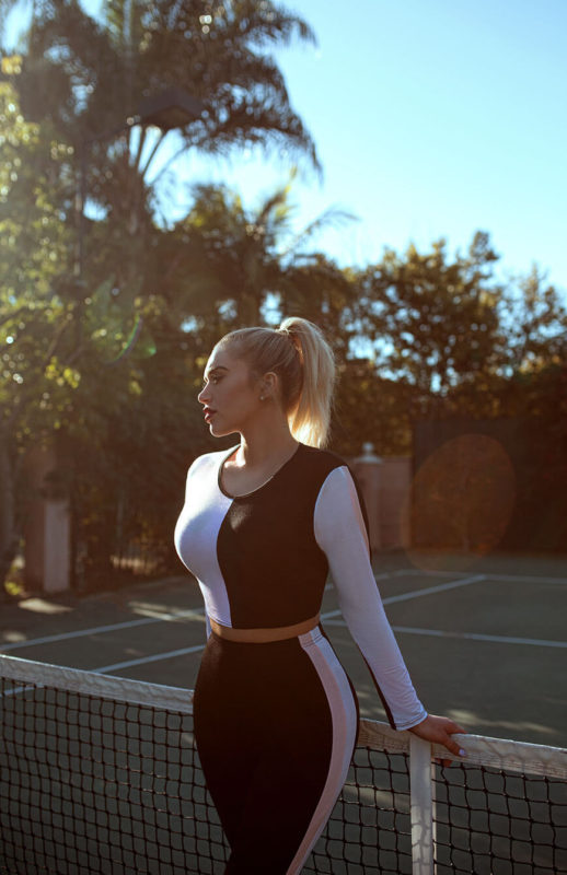 Anastasia Karanikolaou aka StassieBaby pretty little thing mono chrome crop top and joggers