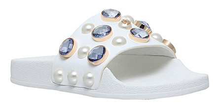 TORY BURCH Vali embellished leather pool slides