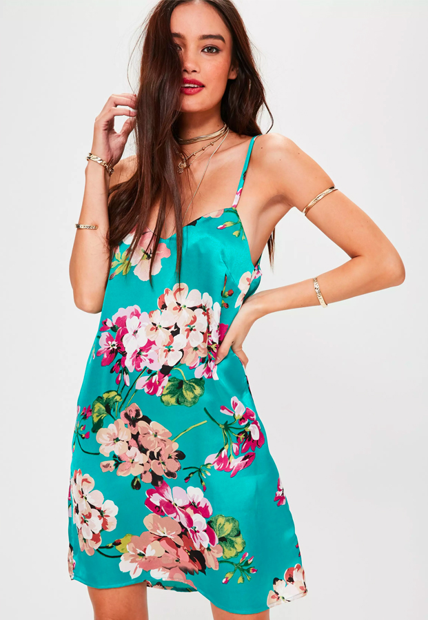 green floral cami dress
