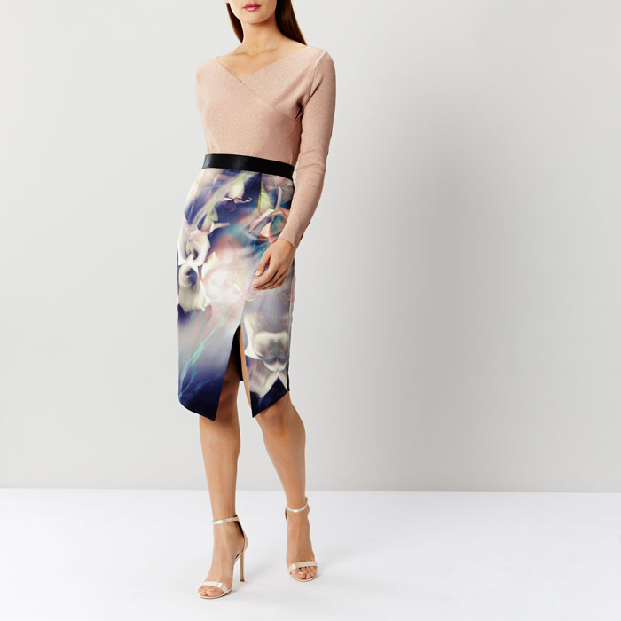 Selenis Printed Pencil Skirt