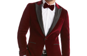 HUGO by Hugo Boss Chadly Velvet Slim Fit Dress Jacket, Dark Red