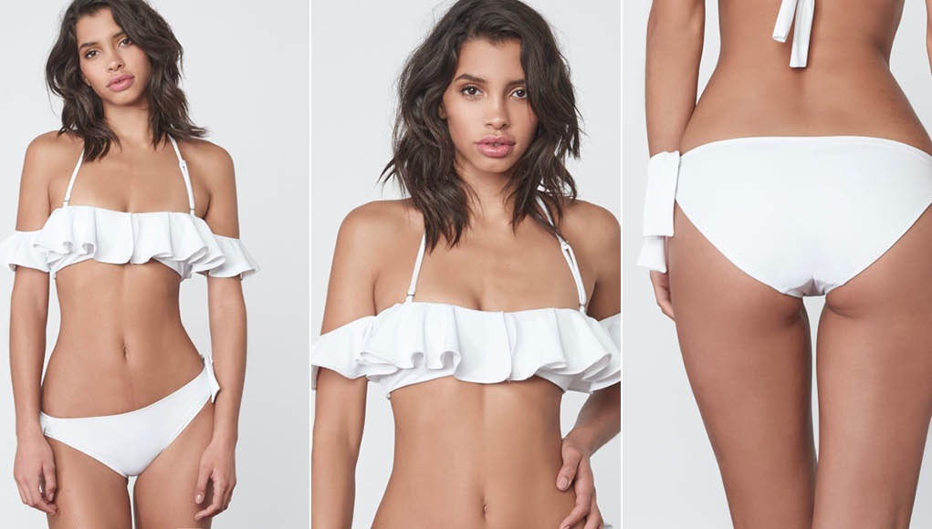 Lavish Alice - Ruffle Bardot bikini top & tie side bottom