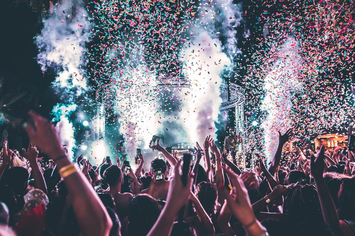 Stormzy celebrates England win during headline set at #MERKY Festival in Ibiza