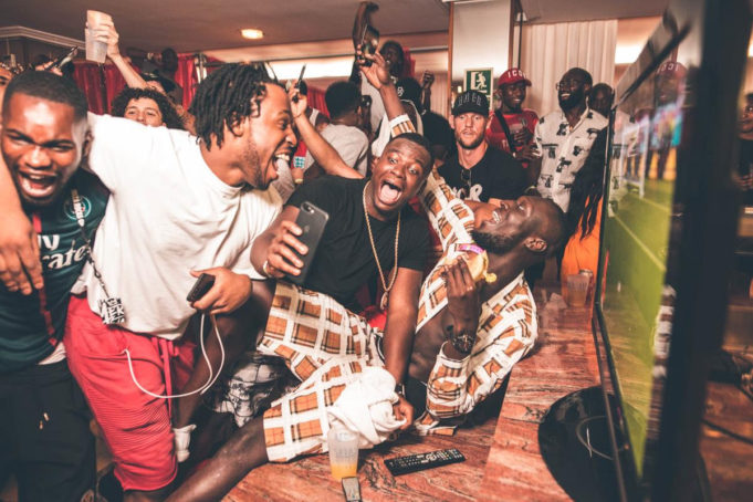 Stormzy celebrates England win during headline set at #MERKY Festival in Ibiza