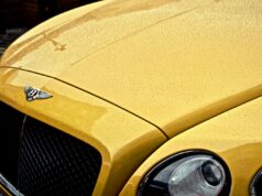Close of photos of a Yellow Bentley