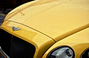 Close of photos of a Yellow Bentley