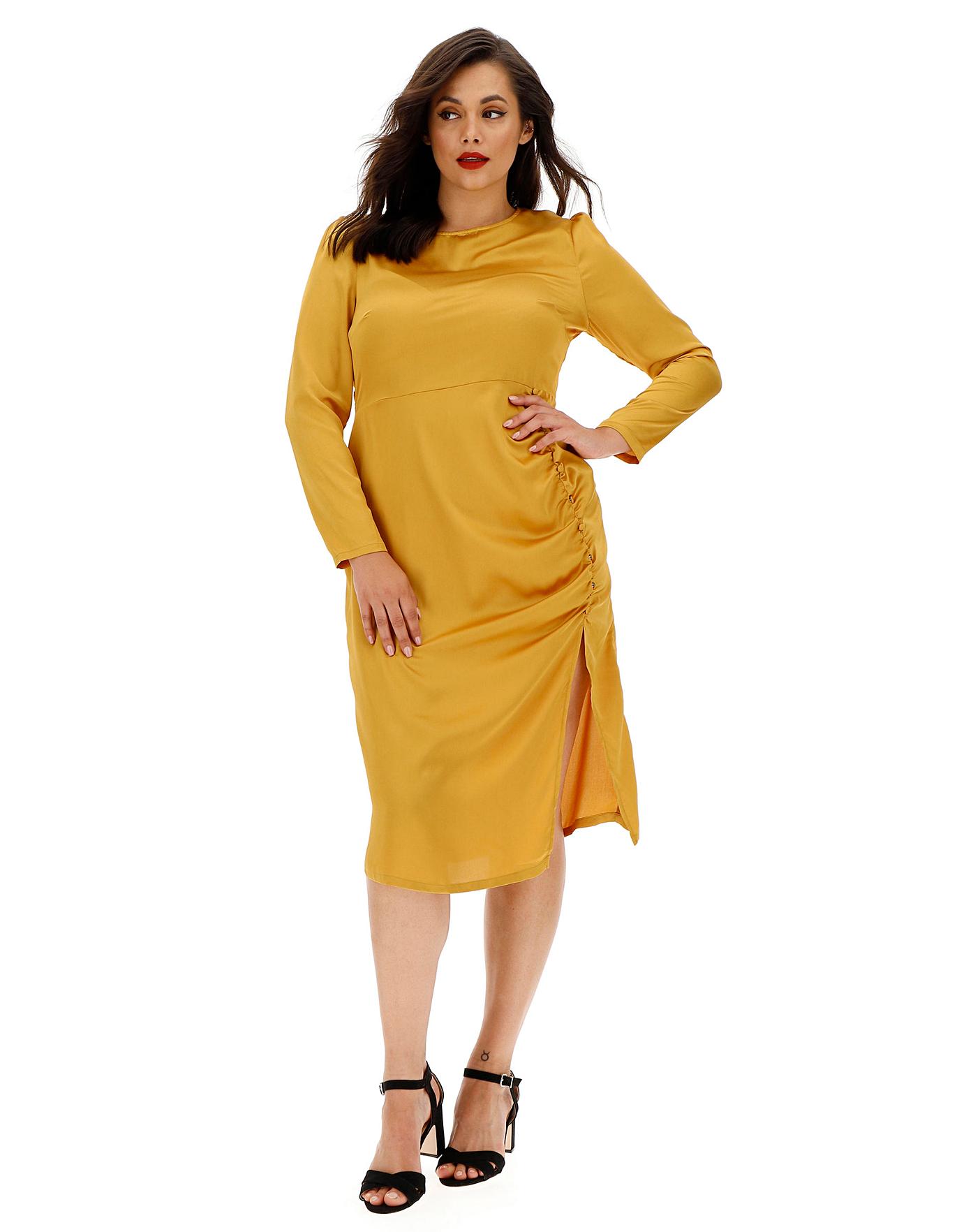 Glamorous Curve Orchre Satin Dress