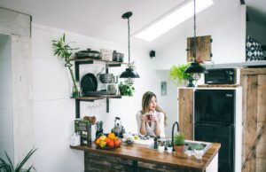 women sitting in the kitchen in a beautifully designed home