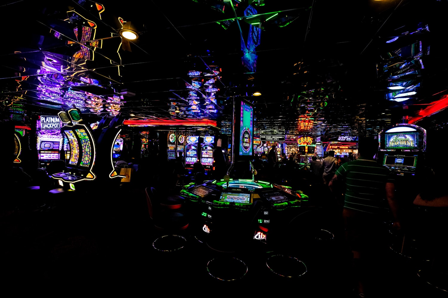 casino machines in a dark room