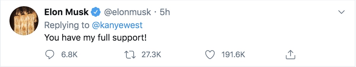 Elon Musk - Kayne West President tweet