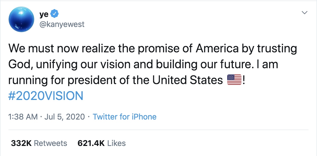 Kanye West President tweet