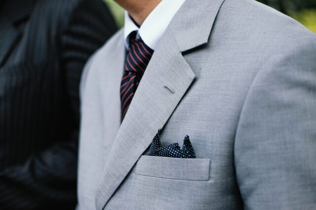 man wearing grey suit