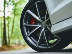 Photo of a car tyre, an alloy wheel