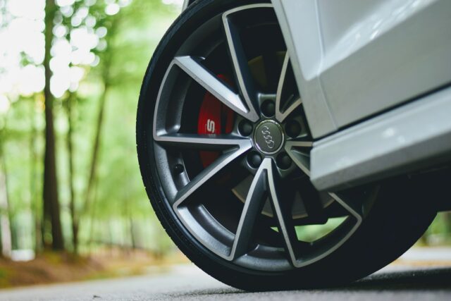 Photo of a car tyre, an alloy wheel