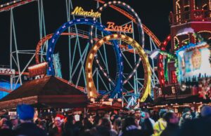 Photo of fun fair ride with lights on