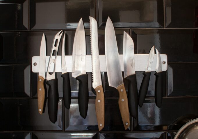 A set of kitchen knives