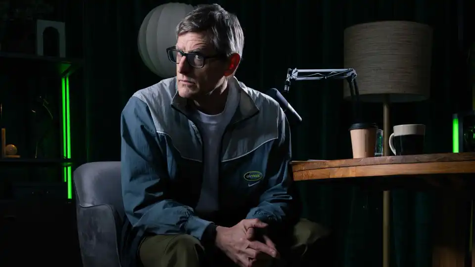 Louis Theroux holding Nike Air Max 95 OG Neon for JD Sports campaign