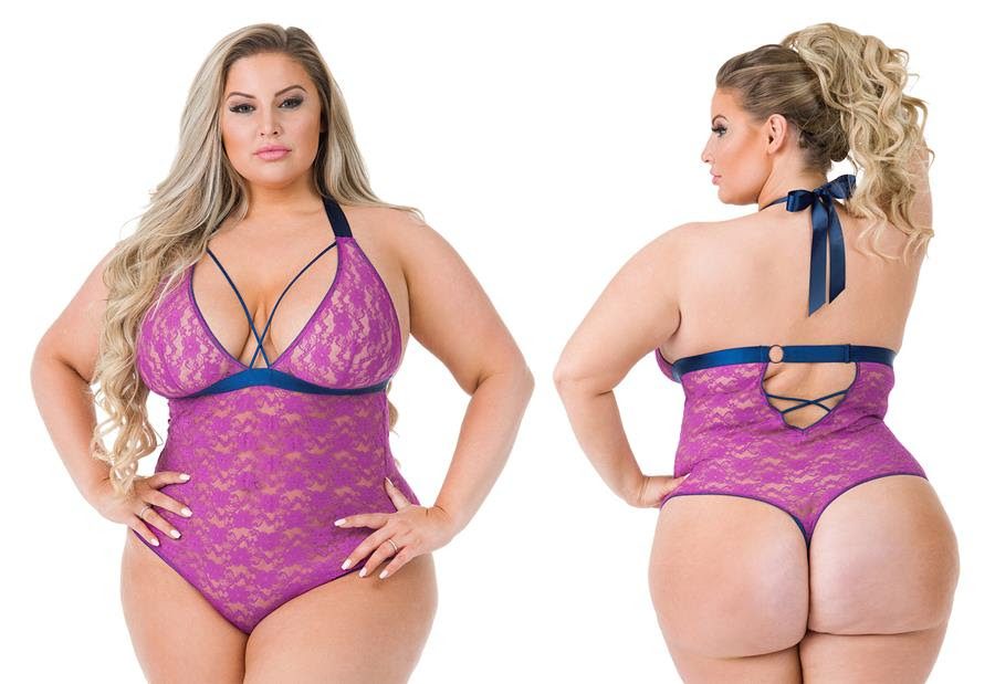 Lovehoney Plus Size Free Spirit Pink Lace Strappy Body