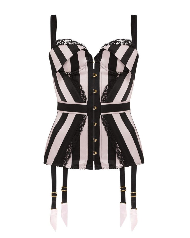Agent Provocateur Jemina corset top in pink and black stripe