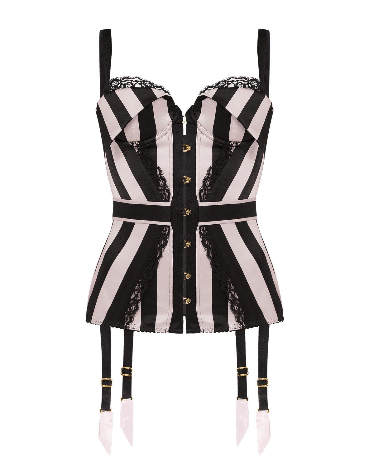 Agent Provocateur Jemina corset top in pink and black stripe