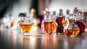 Collection of designer perfume bottles