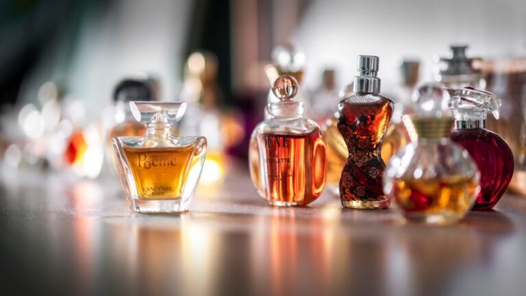Collection of designer perfume bottles