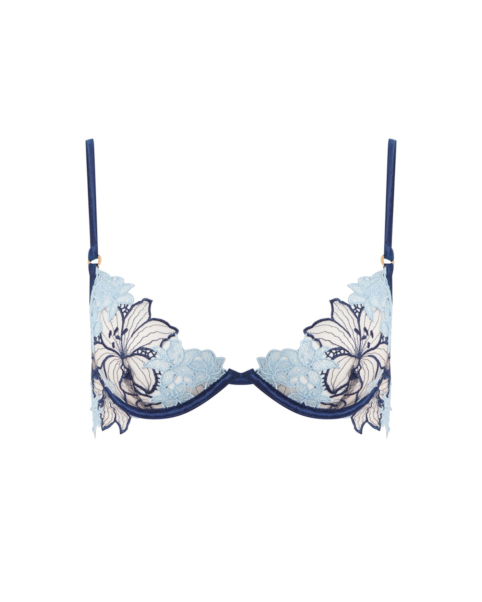Bluebella Calantha floral embroidered lace bra in blue