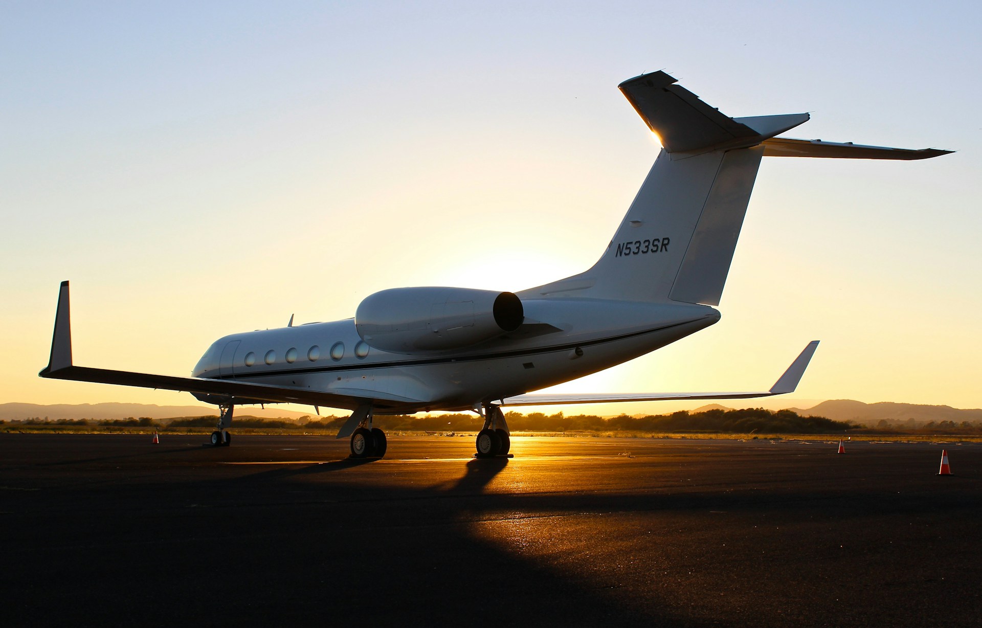 Private jet on a runway